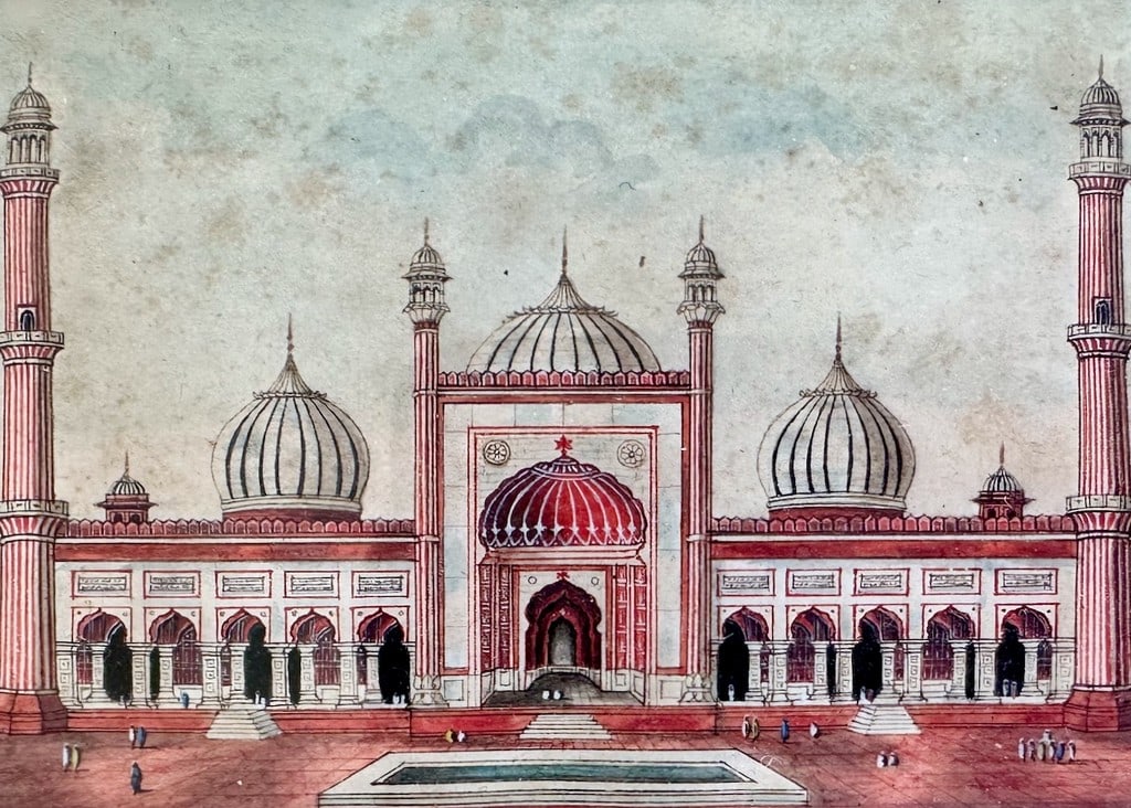 British Company School, Delhi School, c. 1836. View of the Jama Masjid, Delhi. Watercolor on pap... - 4