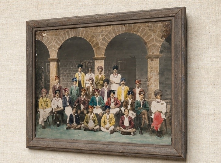 Hand-coloured gelatin silver photograph from India, circa 1920sâ€“40s - Group Portr - 4