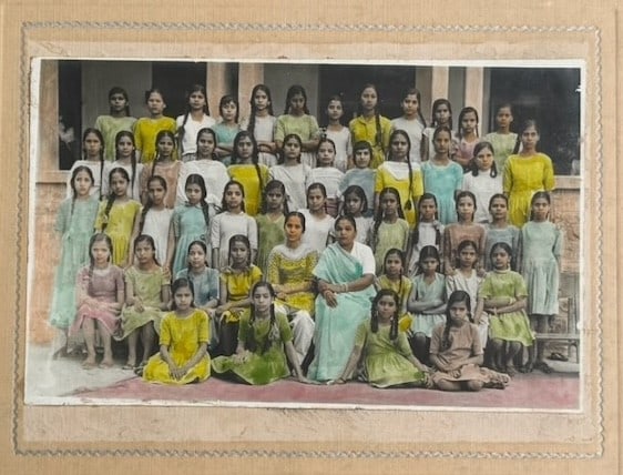 Hand-tinted gelatin silver photograph, circa 1940sâ€“50s - Group Portrait of a Girl - 2
