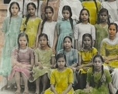 Hand-tinted gelatin silver photograph, circa 1940sâ€“50s - Group Portrait of a Girl - 4