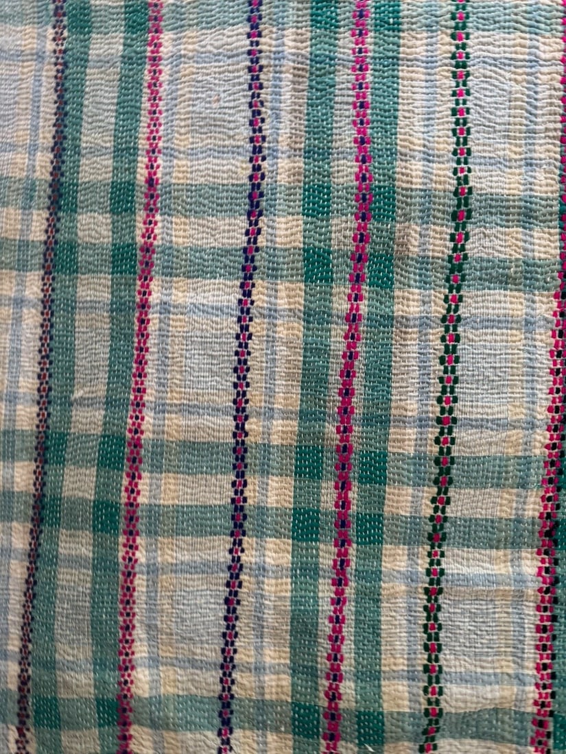 Hand-Stitched Reversible Dyed Kantha Throw with Patterns - 1 of 2. - 8