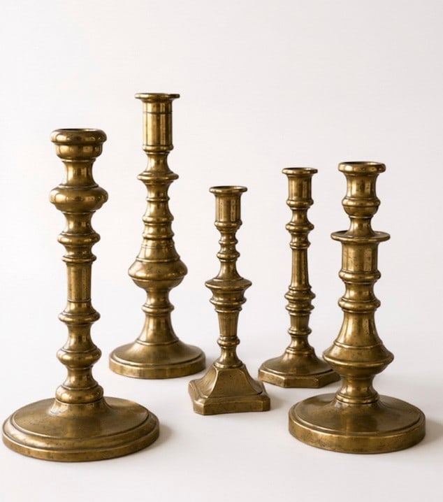 Set of Five Brass Altar Candlesticks (1 of 3)