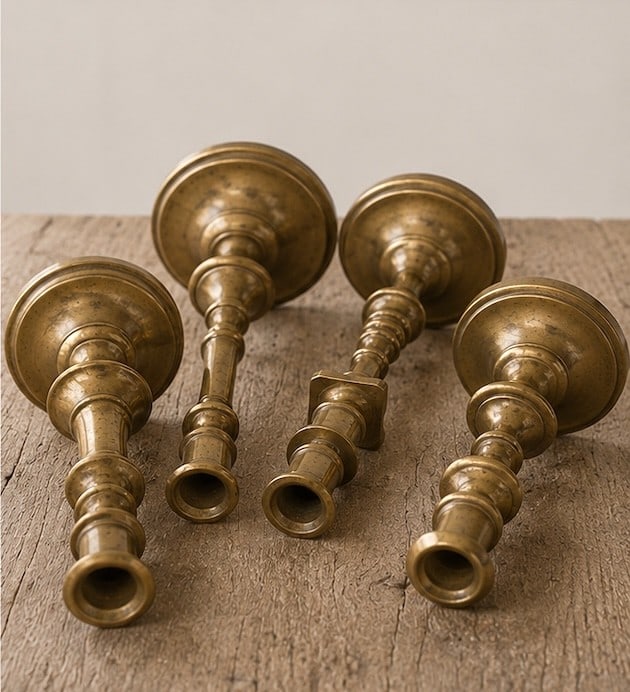 Set of Five Brass Altar Candlesticks - 2