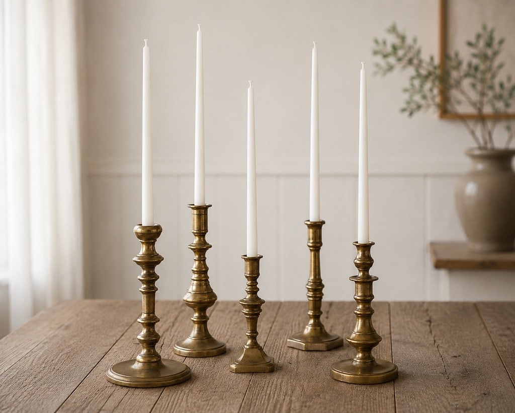Set of Five Brass Altar Candlesticks - 3