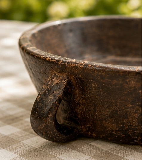 Large Salad Bowl Carved by Tribal Artisans in Northeast India - approximately 18 in. diameter - 4