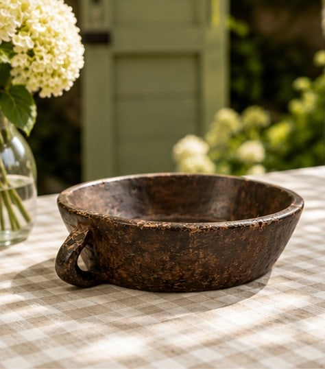 Large Salad Bowl Carved by Tribal Artisans in Northeast India - approximately 18 in. diameter - 6
