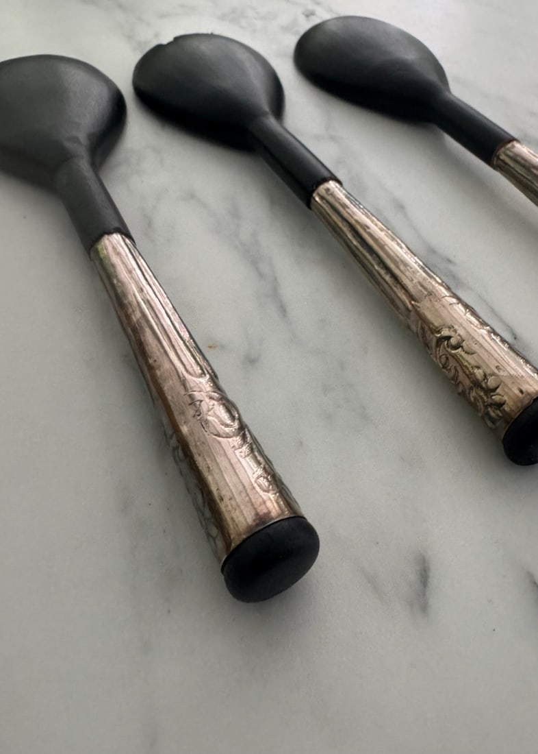 Set of Three Good Earth Salad Servers with Ornate Silver-Plated Handles - 2
