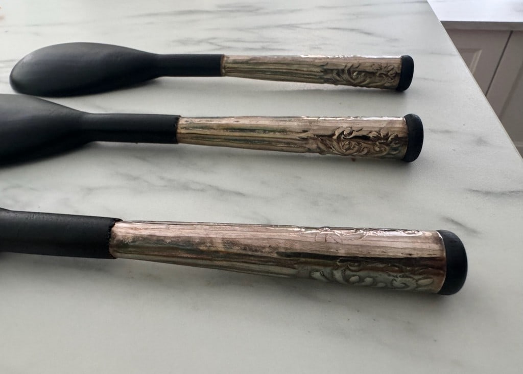Set of Three Good Earth Salad Servers with Ornate Silver-Plated Handles - 6