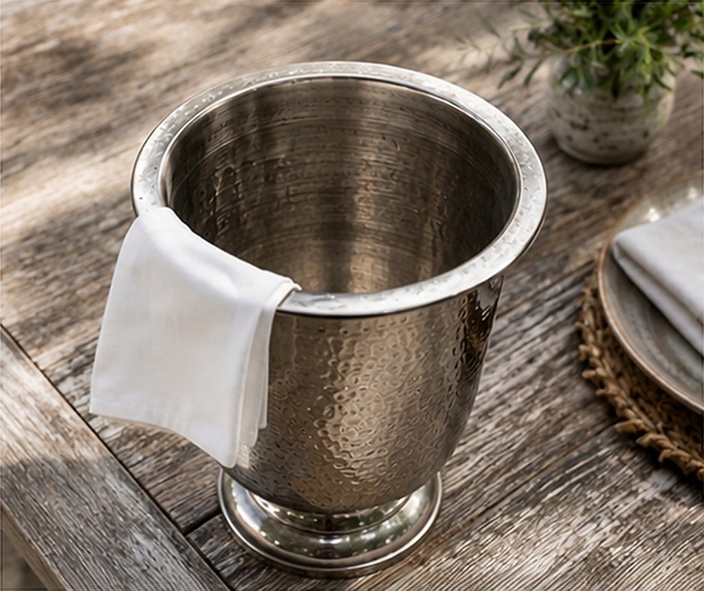 Good Earth Hammered Metal Wine Cooler & Ice Bucket. - 3