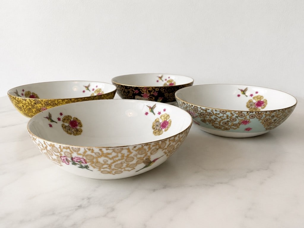 Set of Four Bowls Fine Bone China Accented With 24 Carat Gold by Good Earth - 4