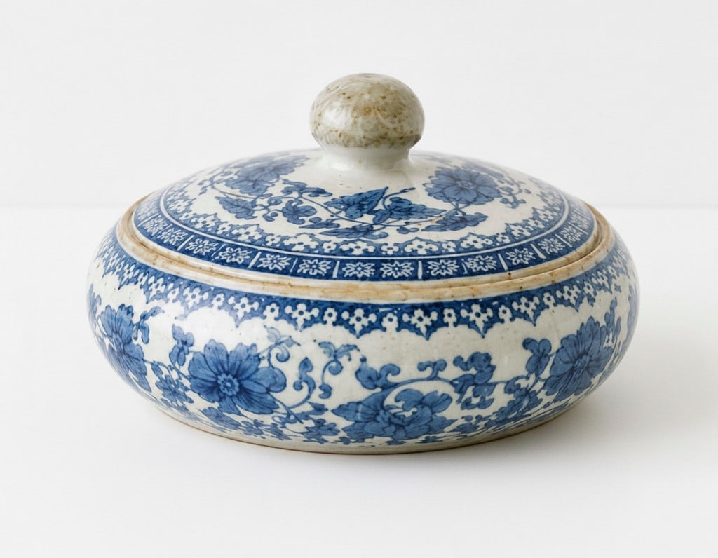 Chinese Blue and White Glazed Pottery Covered Jar (1 of 5)