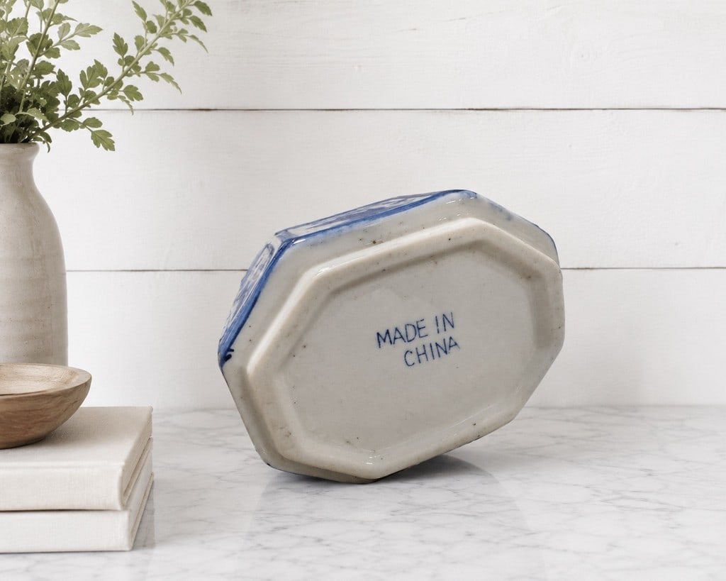 Blue and White Chinoiserie Hexagonal Teapot - 7