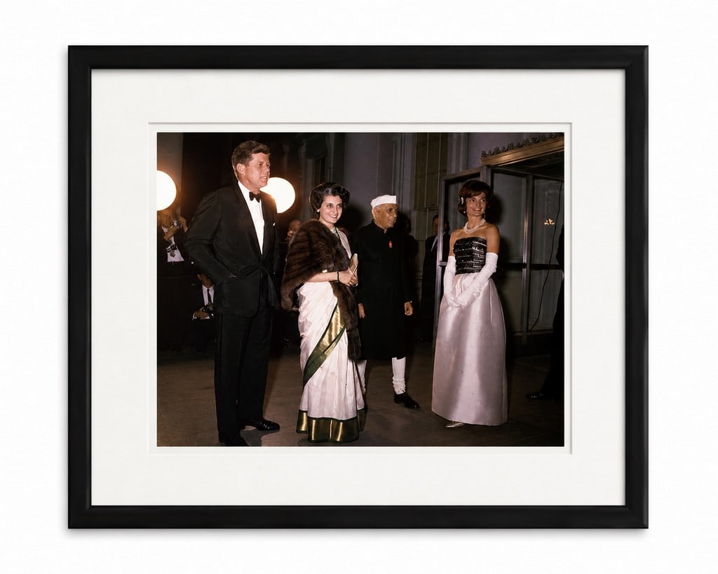 John F. Kennedy, Jacqueline Kennedy, Jawaharlal Nehru and Indira Gandhi, Framed Photographic Prin... - 2