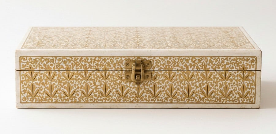 Kashmiri Papier-Mache Decorative Box Kashmir, India, Late 20th Century Hand-painted and Lacquered... (1 of 13)
