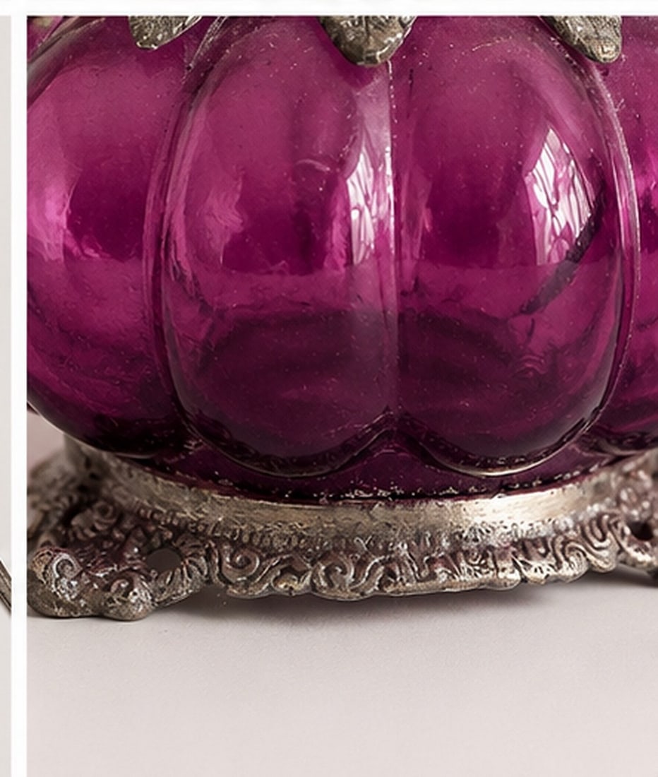 Pair of Decorative Purple Glass and Metal Containers - 4