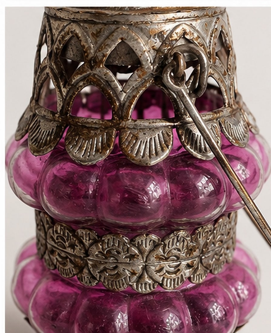 Pair of Decorative Purple Glass and Metal Containers - 5