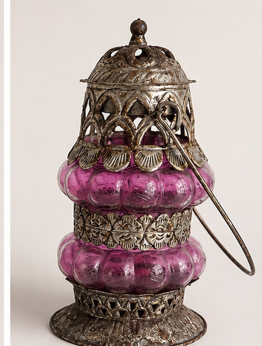Pair of Decorative Purple Glass and Metal Containers - 6
