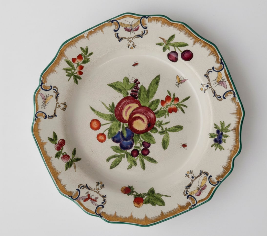 Duke of Gloucester Pattern Dinner Plates Vista Alegre, Portugal, for Mottahedeh, 20th Century Gla...: Duke of Gloucester pattern dinner plates produced by Vista Alegre, Portugal, for Mottahedeh, faithfully reproducing one of the most celebrated English dinner services of the late 18th century. The