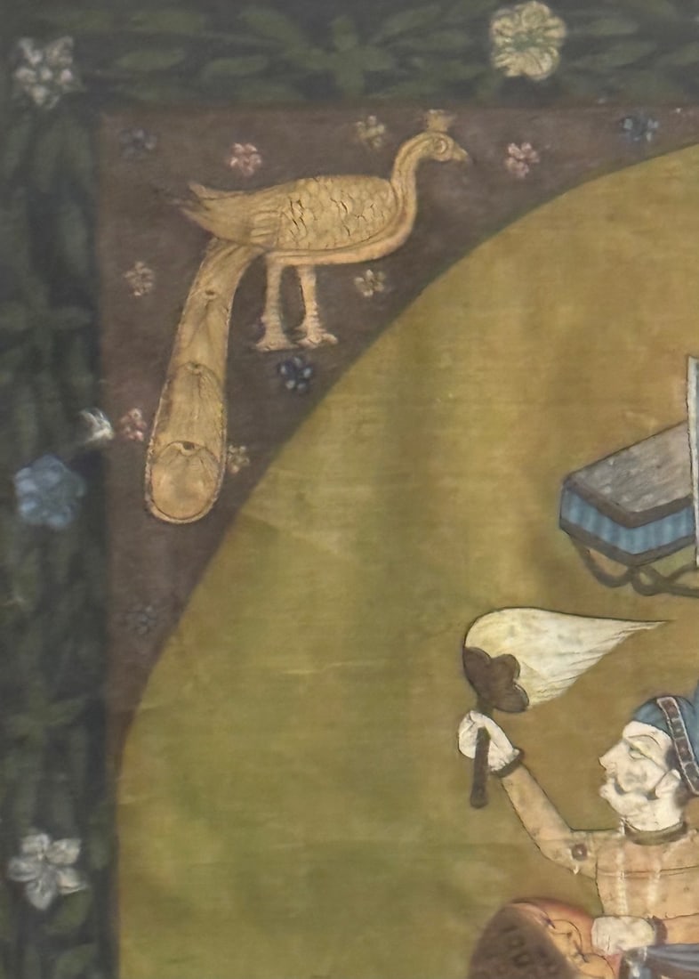 Vintage Mughal Style Painting on Cloth of an Elephant Procession. - 5
