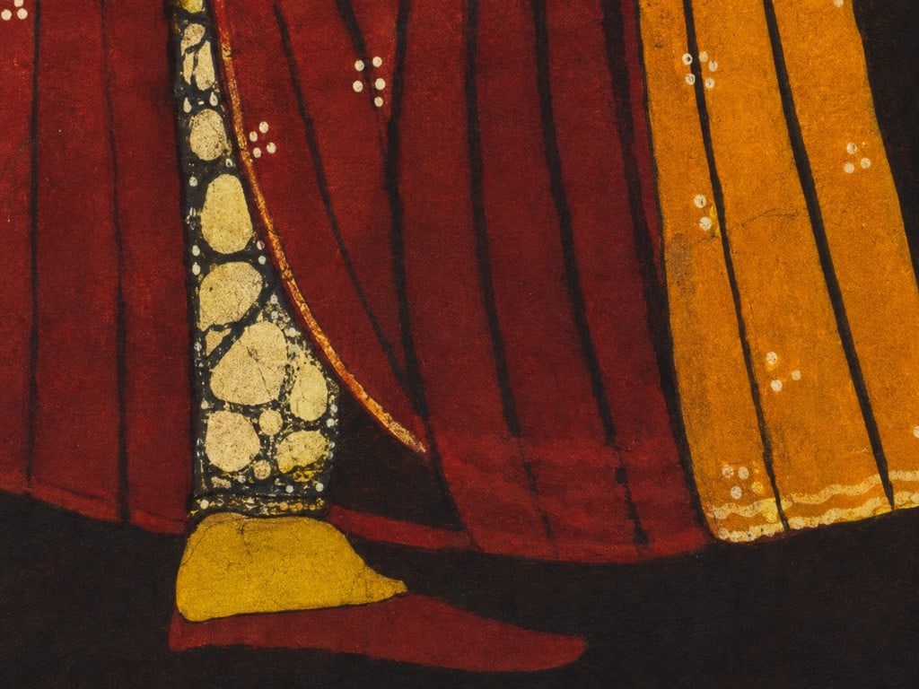 Vintage Indian Folk Painting of a Dancing Nayika Rajasthan, 20th Century. Batik With Natural Pigm... - 3