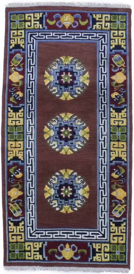 Maroon Red Floral 3X6 Chinese Style Oriental Rug - 4