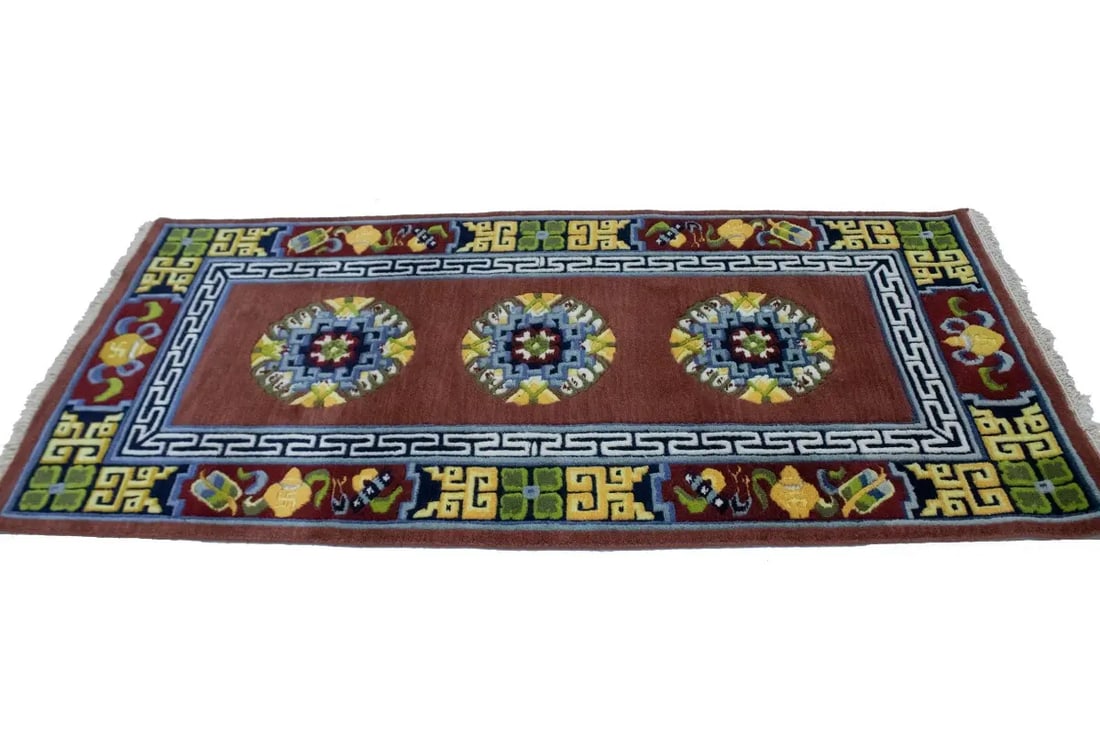 Maroon Red Floral 3X6 Chinese Style Oriental Rug - 8