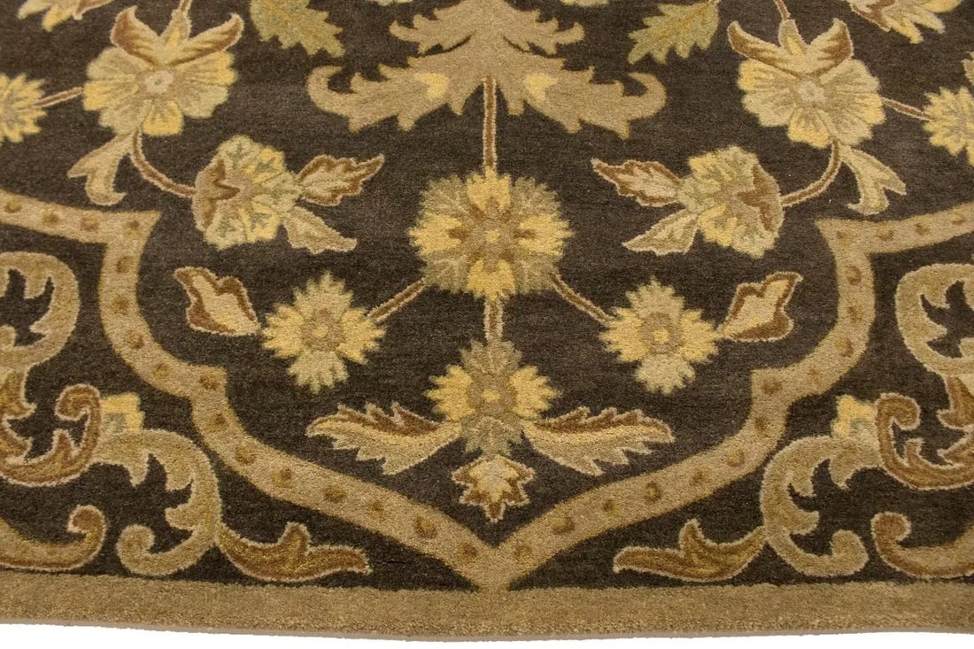 Brown Floral Modern 8X11 Oriental Hand-Tufted Rug - 11