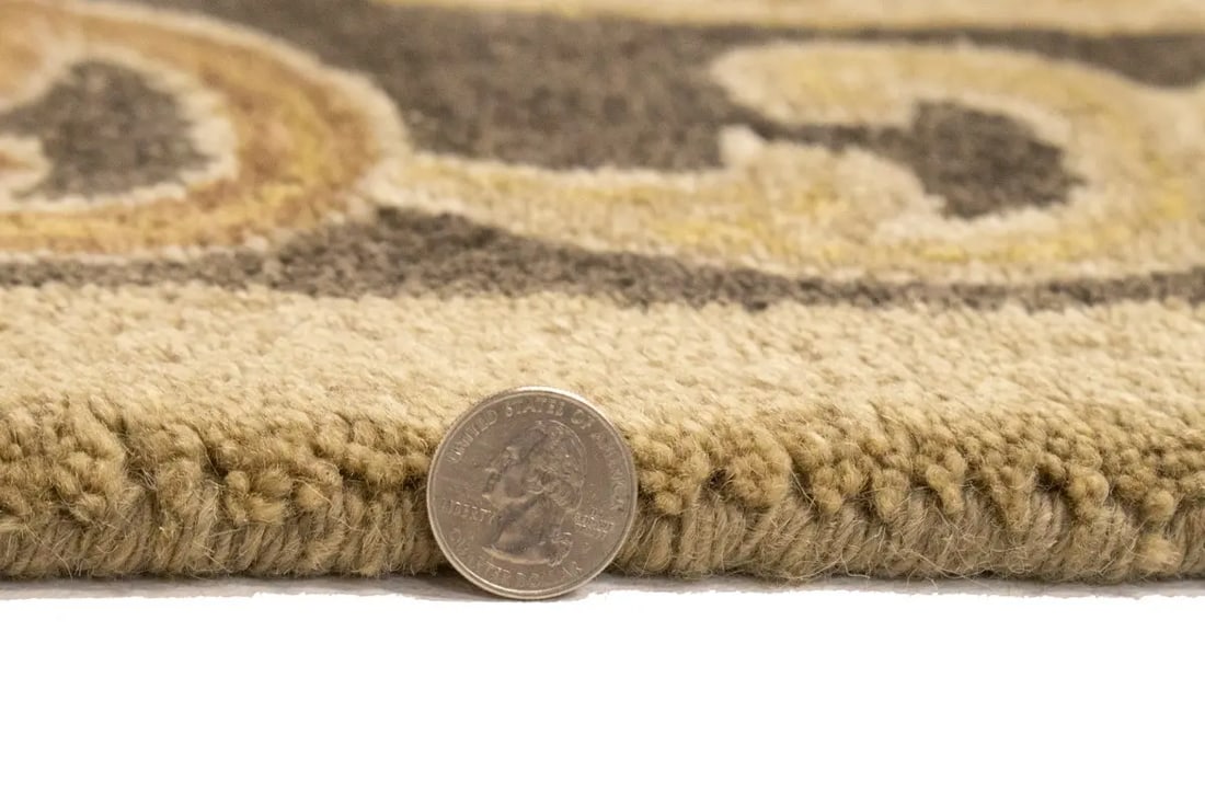 Brown Floral Modern 8X11 Oriental Hand-Tufted Rug - 12
