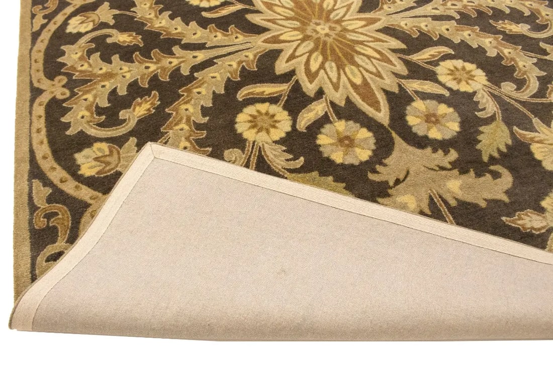 Brown Floral Modern 8X11 Oriental Hand-Tufted Rug - 14