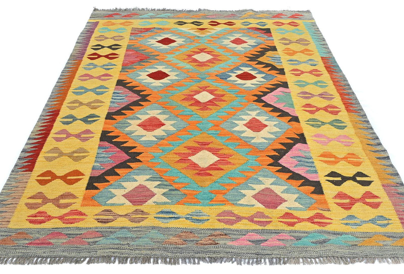 Multicolored Geometric Reversible 5X7 Kilim Oriental Rug - 3