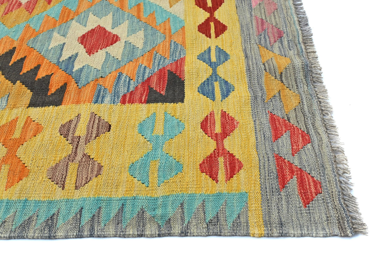 Multicolored Geometric Reversible 5X7 Kilim Oriental Rug - 7