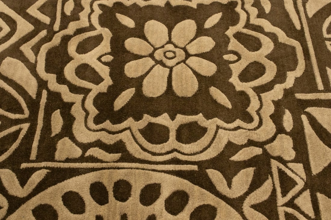 Brown & Beige Floral 5X8 Hand-Tufted Modern Rug - 11