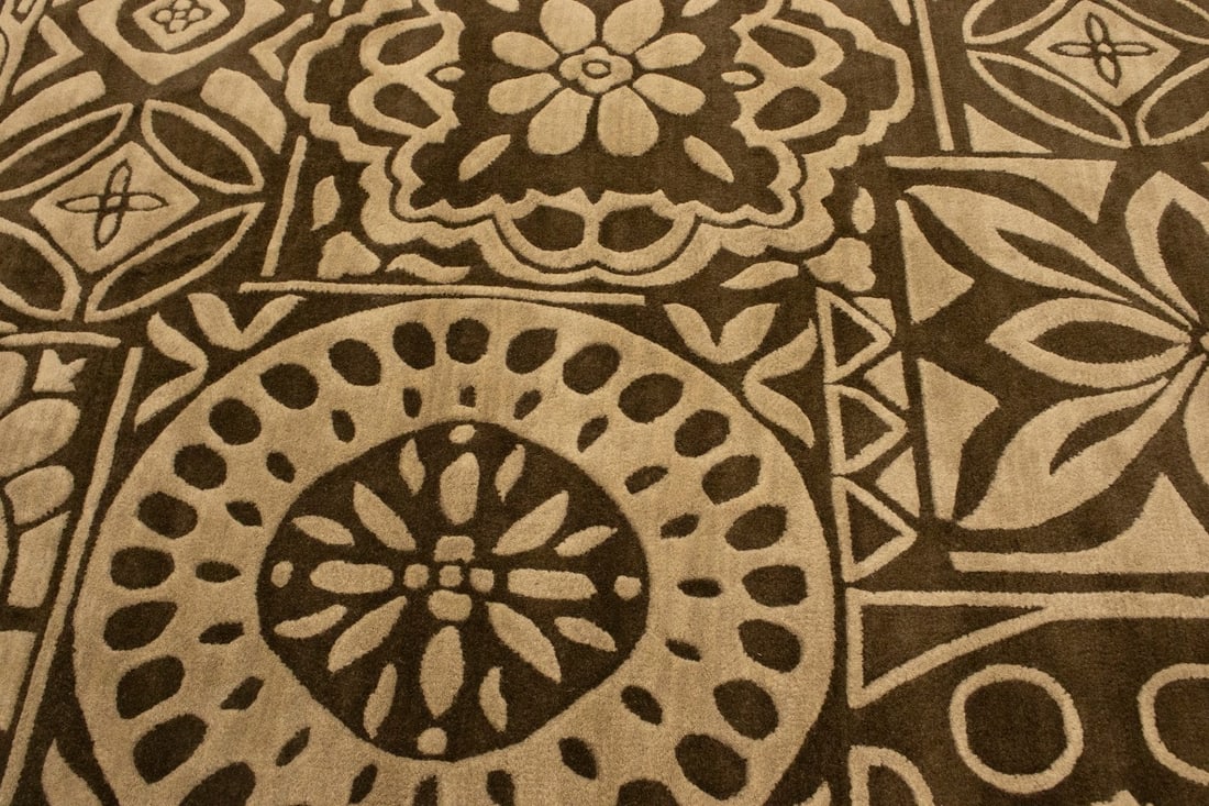 Brown & Beige Floral 5X8 Hand-Tufted Modern Rug - 8