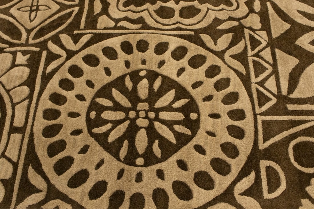 Brown & Beige Floral 5X8 Hand-Tufted Modern Rug - 9