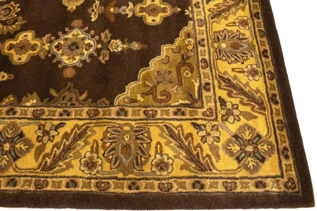 Dark Brown Floral Modern 8X11 Oriental Hand-Tufted Rug - 10