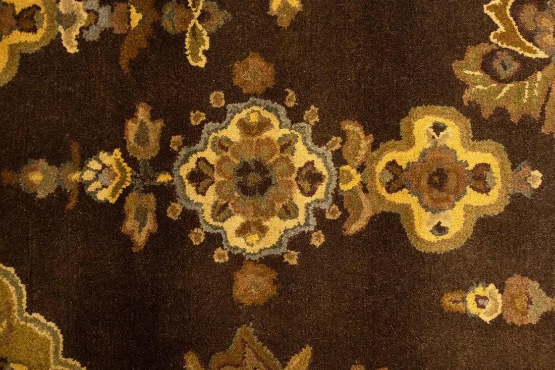 Dark Brown Floral Modern 8X11 Oriental Hand-Tufted Rug - 13