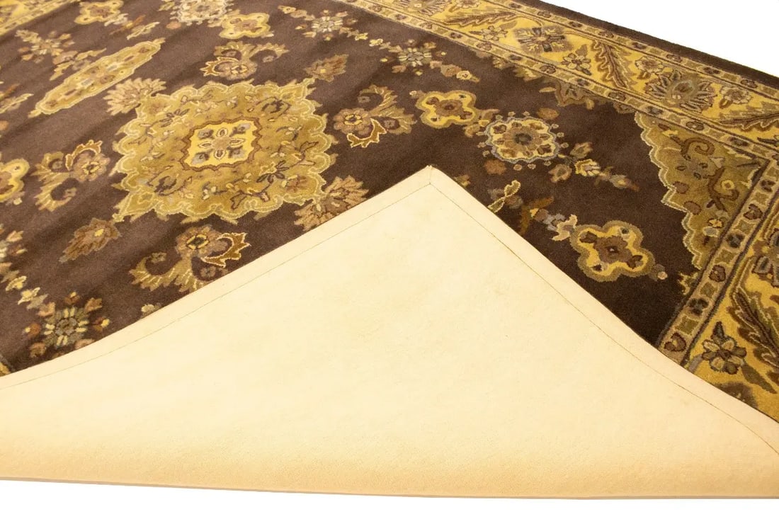 Dark Brown Floral Modern 8X11 Oriental Hand-Tufted Rug - 17