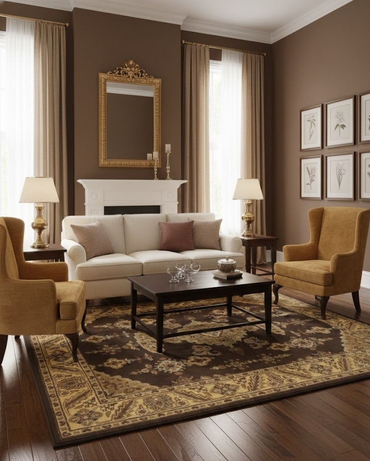Dark Brown Floral Modern 8X11 Oriental Hand-Tufted Rug - 2