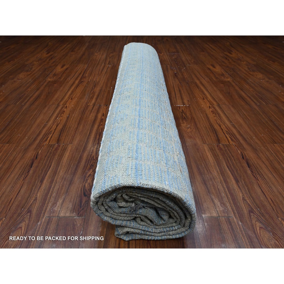 Blue Hand Knotted Moroccan Weave Embossed Pile Oversized Oriental Rug - 9