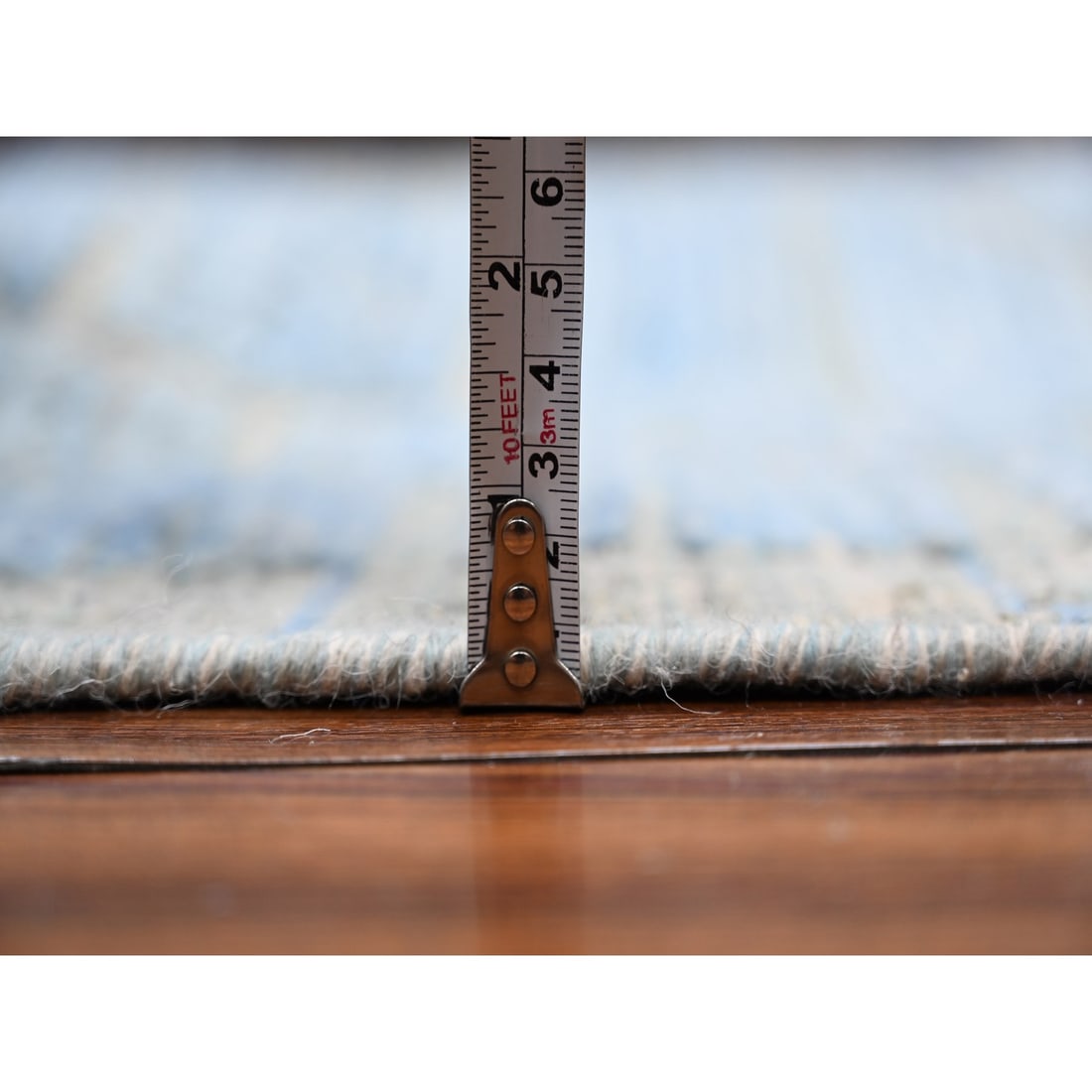 Blue Hand Knotted Moroccan Weave Embossed Pile Oversized Oriental Rug - 10