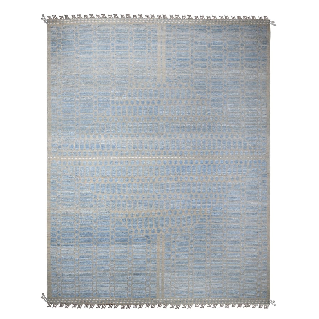Blue Hand Knotted Moroccan Weave Embossed Pile Oversized Oriental Rug: Title: Blue Hand Knotted Moroccan Weave Embossed Pile Oversized Oriental Rug Description:This is a truly genuine one-of-a-kind. It has been Knotted for months and months in the centuries-old weaving c