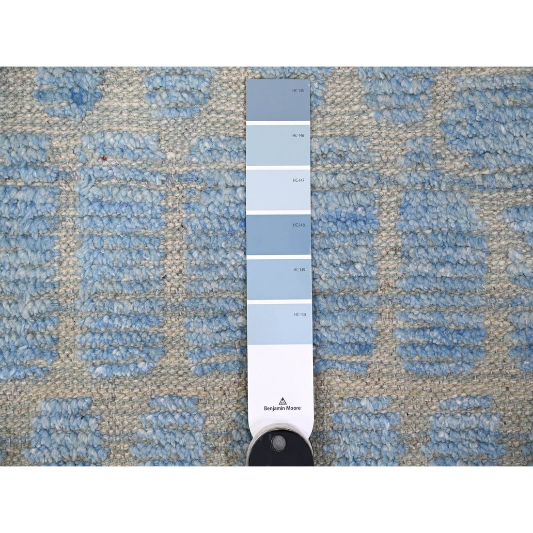Blue Hand Knotted Moroccan Weave Embossed Pile Oversized Oriental Rug - 7