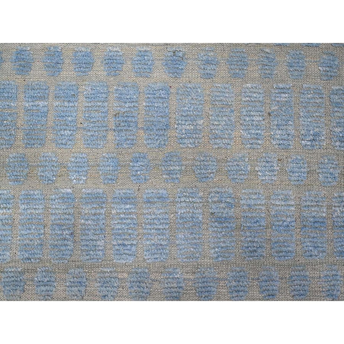 Blue Hand Knotted Moroccan Weave Embossed Pile Oversized Oriental Rug - 8