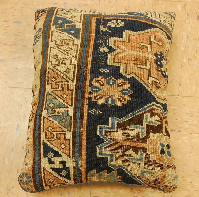 Hand-Made antique rug Pillow Cushion Rug 1'2" x 1' 8" - 2
