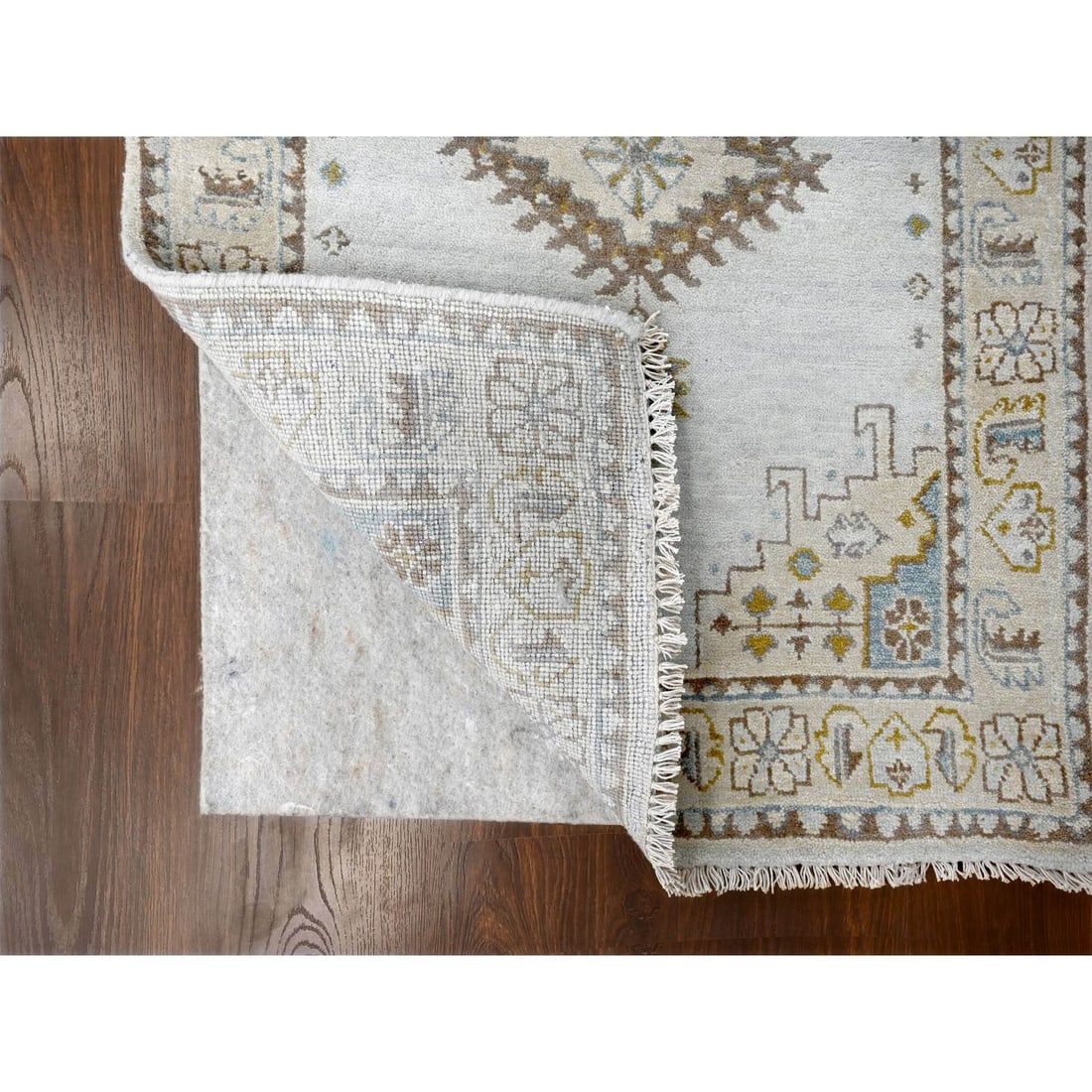 White Gray, Wool, Hand Knotted, Persian Village Inspired XL Runner Rug - 3