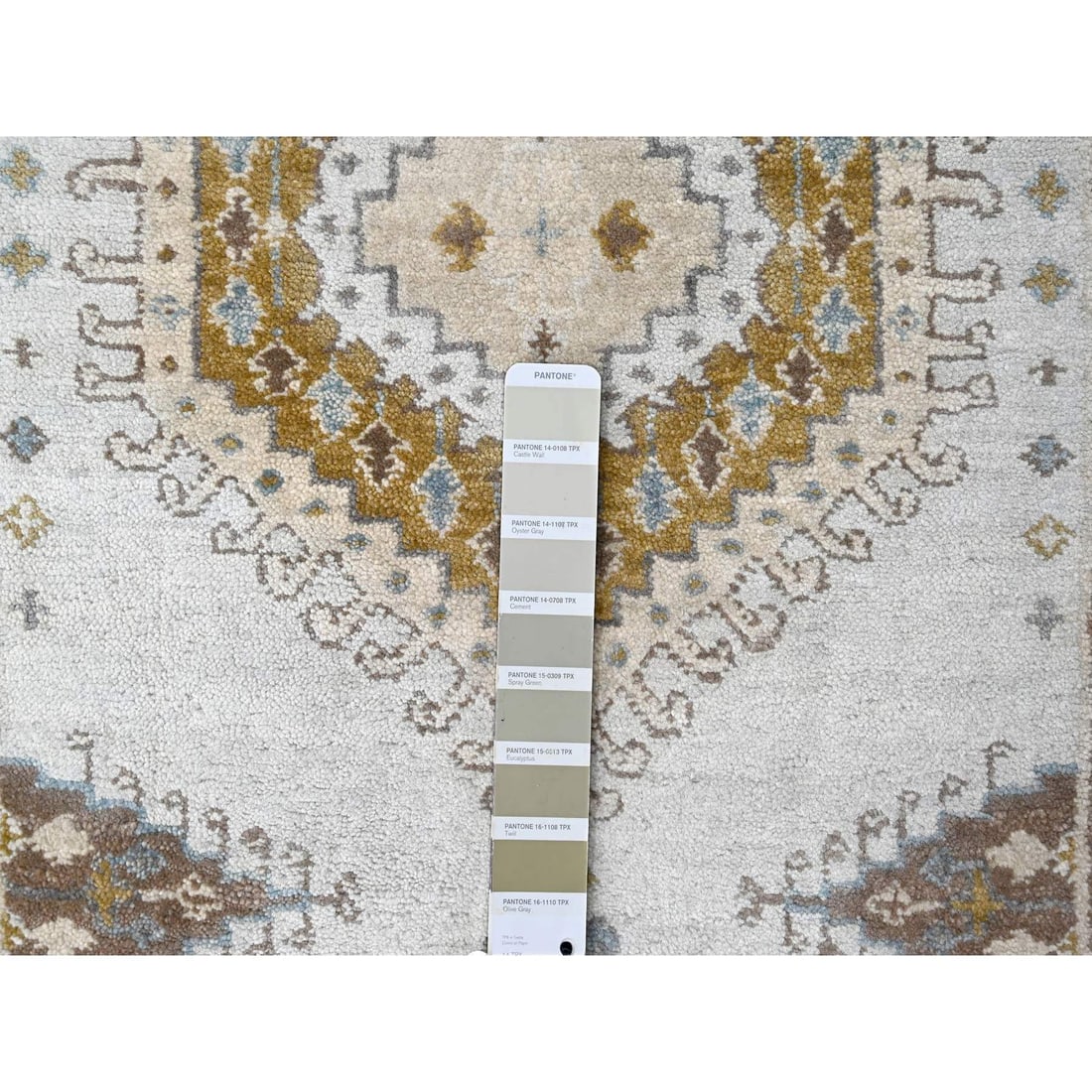 White Gray, Wool, Hand Knotted, Persian Village Inspired XL Runner Rug - 4
