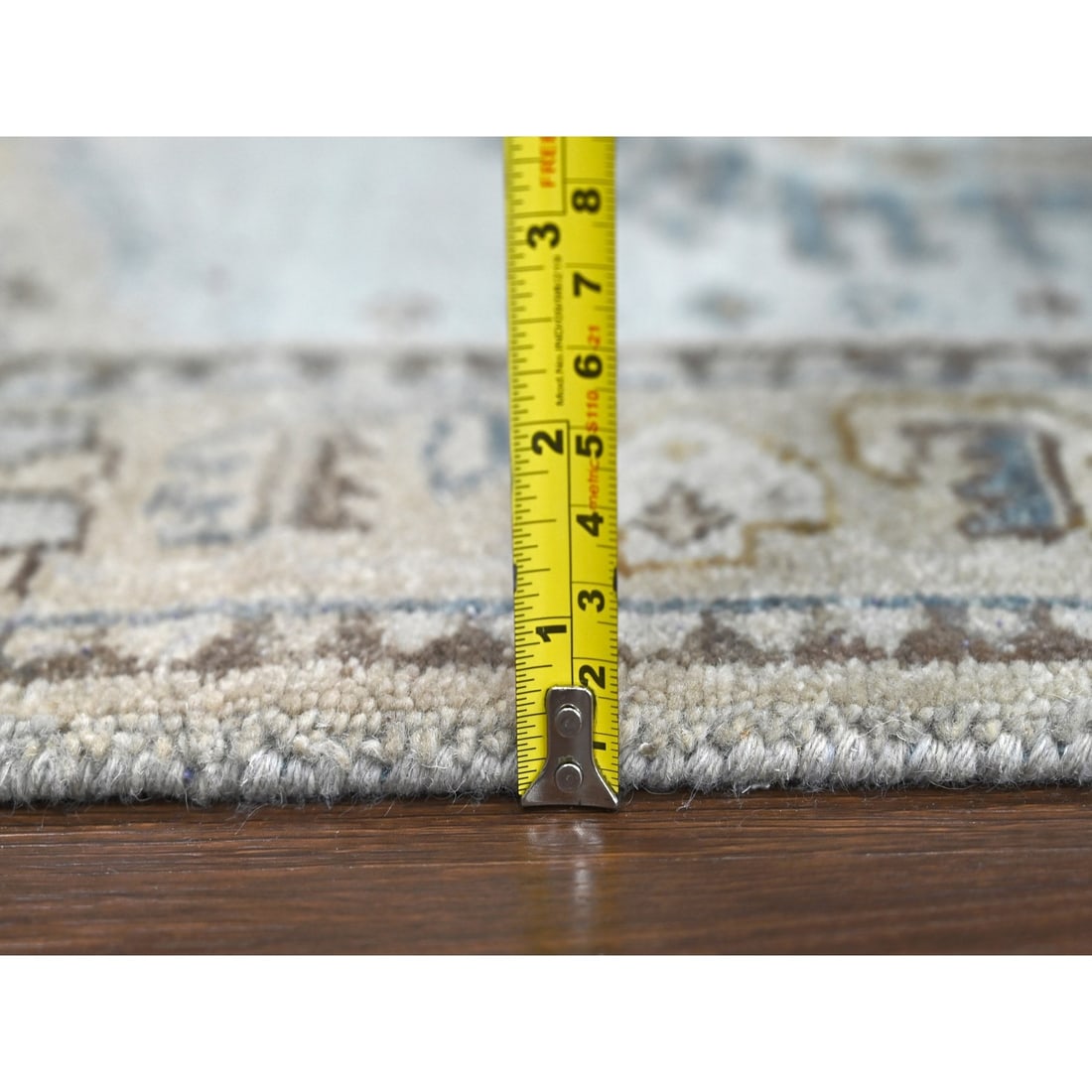 White Gray, Wool, Hand Knotted, Persian Village Inspired XL Runner Rug - 7