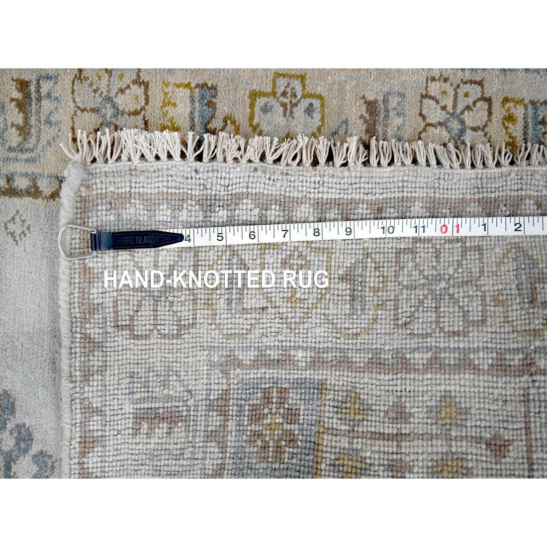 White Gray, Wool, Hand Knotted, Persian Village Inspired XL Runner Rug - 8