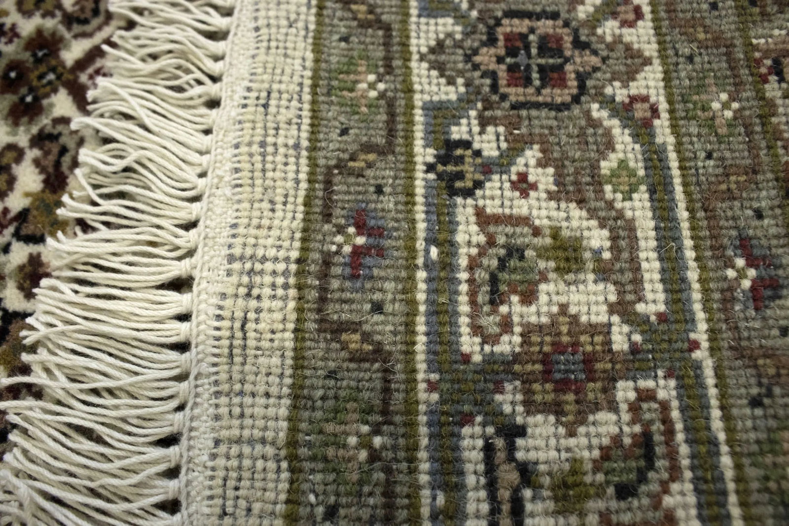 Cream Floral Geometric 3X5 Tabriz Fish Mahi Oriental Rug - 13