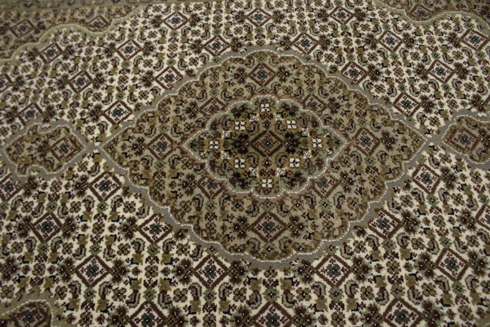 Cream Floral Geometric 3X5 Tabriz Fish Mahi Oriental Rug - 5